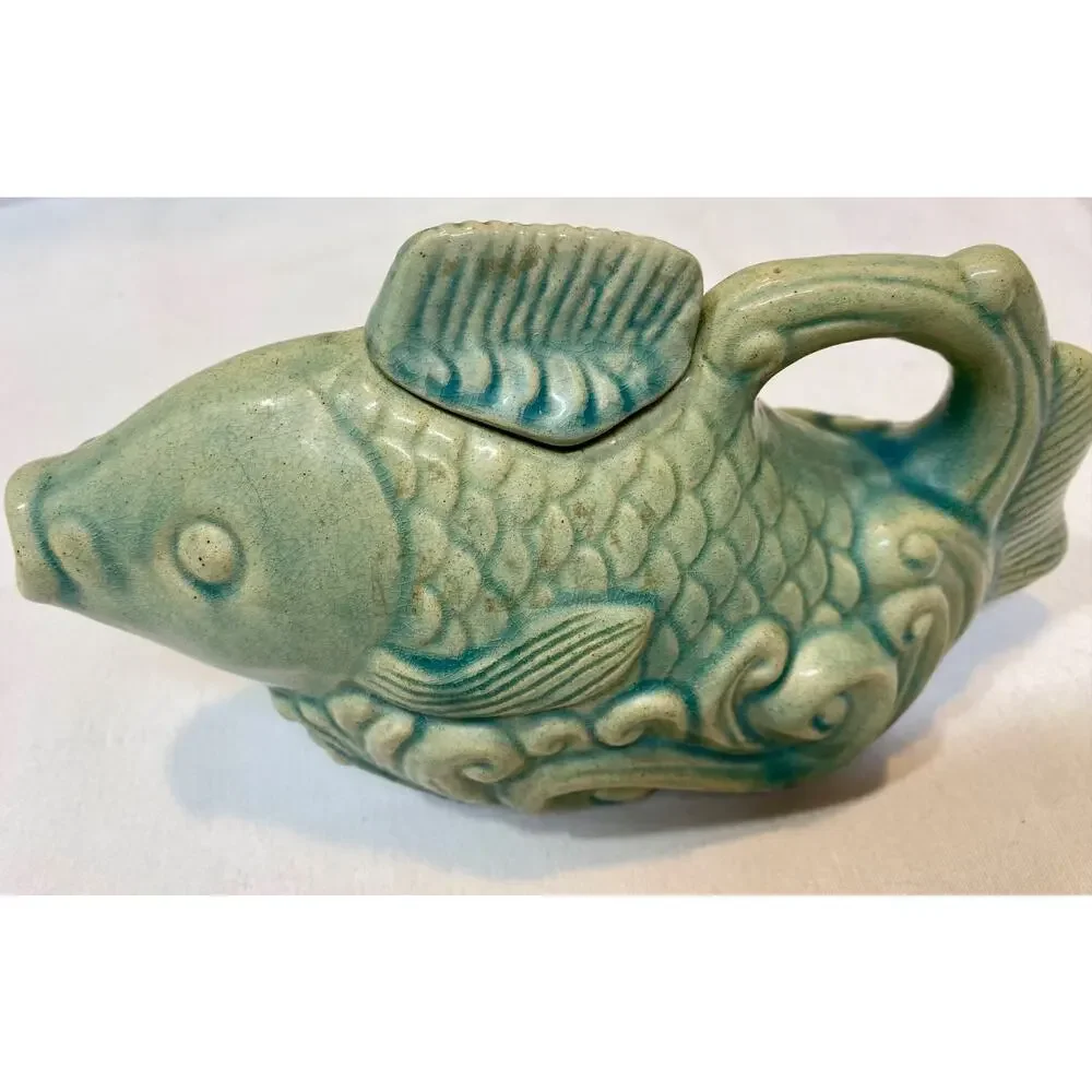 Andrea by Sadek Fish Teapot Vessel Celadon Mint Green